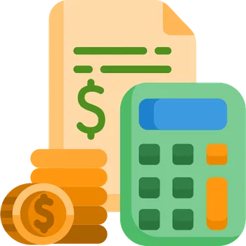 Imagen de dinero y una calculadora junto con monedas animadas